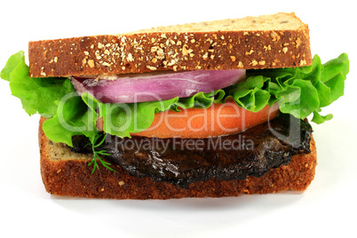 vegetarian sandwich with grilled mushroom.