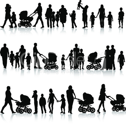 silhouettes of parents and children