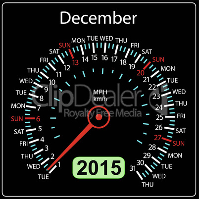 2015 year calendar speedometer