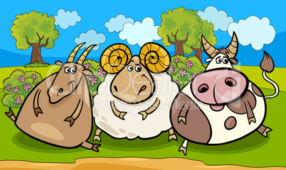 farm animals group cartoon illustration