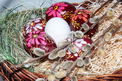 Easter egg in basket