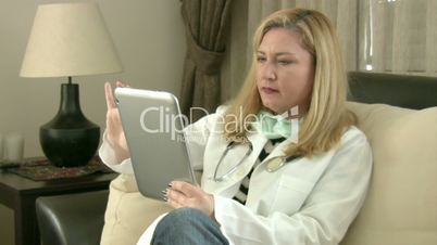female doctor using digital tablet pc