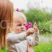 Little Boy Smelling Flower
