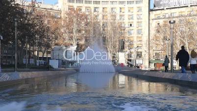 Fountain at Nikola Pasic square in Belgrade, Serbia