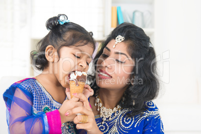 eating ice cream with mother