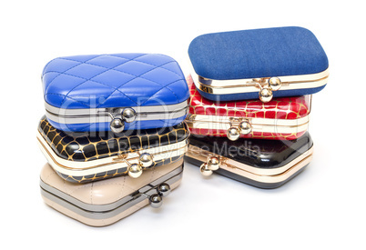 set of fashionable female handbags