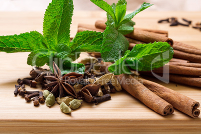 dry multicolored spice closeup