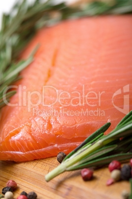 piece fresh salmon with spices