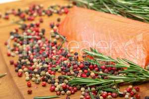 piece fresh salmon with spices