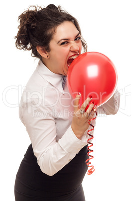 woman with balloon