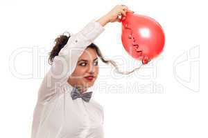 woman with balloon