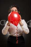 woman with balloon