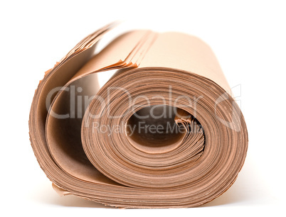 twisted into roll brown wrapping paper