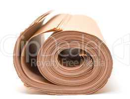 twisted into roll brown wrapping paper