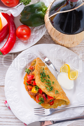 hungarian goulash with potato pancake