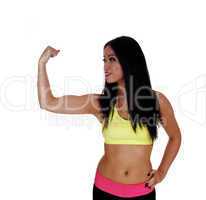 girl showing her biceps.