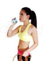exercise girl drinking water.
