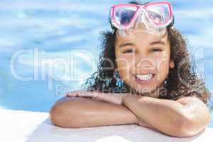 african american interracial girl child in swimming pool