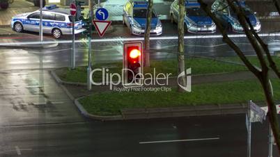 Traffic light in the city. Time Lapse.
