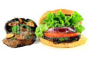 grilled portobello mushrooms and burger