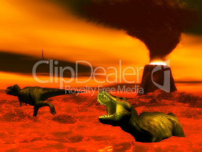 tyrannosaurus dinosaur exctinction - 3d render