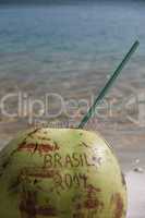Brasilien 2014 geschrieben in Kokosnuss am Strand