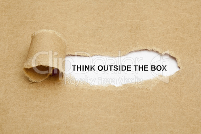think outside the box torn paper