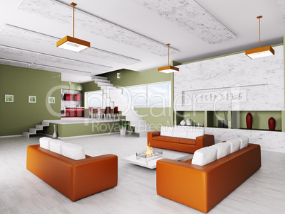 interior of modern apartment 3d render