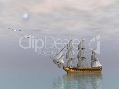 old merchant ship - 3d render