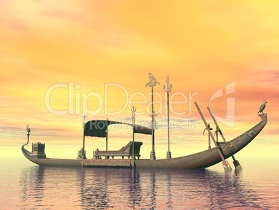 egyptian sacred barge with throne - 3d render