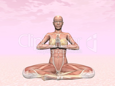 meditation yoga pose for woman with muscle visible