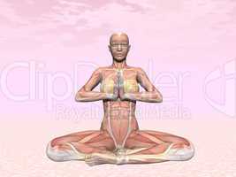 meditation yoga pose for woman with muscle visible