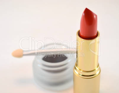 Red lipstick  and eye shadow