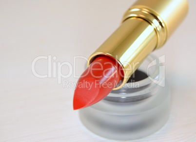 Red lipstick  and eye shadow