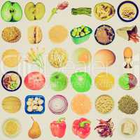 Retro look Food collage isolated