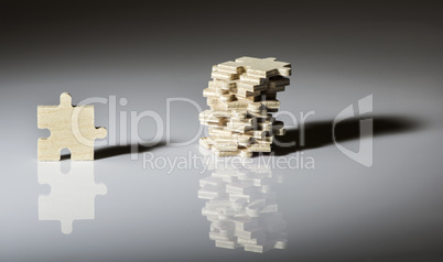 Wooden puzzle on white background.