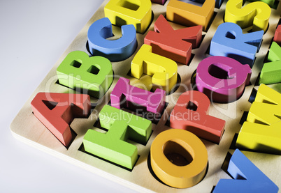 Latin alphabet multicolored letters