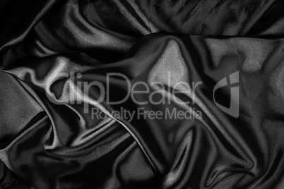 Shiny black satin fabric