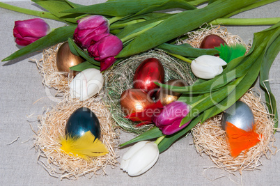 Easter egg and Tulips