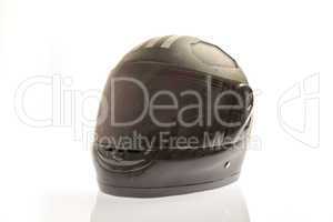 damaged black coloured motor cycle helmet