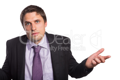 Portrait of a businessman with hand gesture