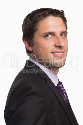 Close-up of an elegant green eyed businessman