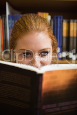 Redhead student reading a book