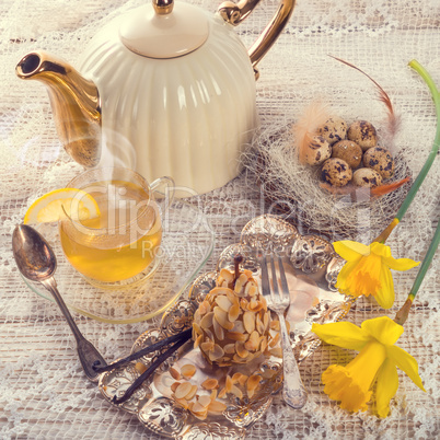 almonds pear and tea - vintage