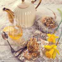 almonds pear and tea - vintage