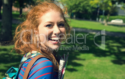 Cheerful student looking at camera