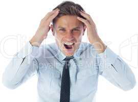 Stressed businessman shouting