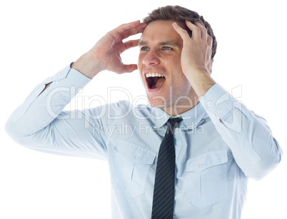 Stressed businessman shouting