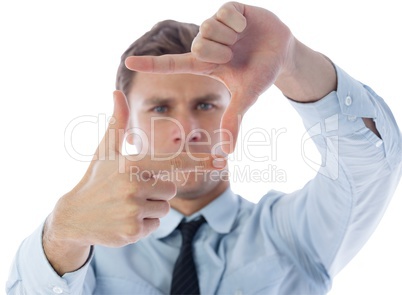 Businessman making frame with hands