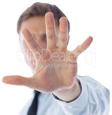 Businessman with hand out
